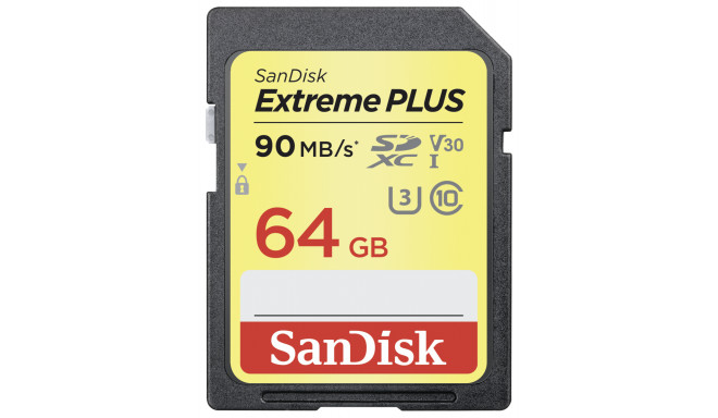SanDisk mälukaart SDXC 64GB Extreme Plus 90MB/s V30 (SDSDXWF-064G-GNCIN)