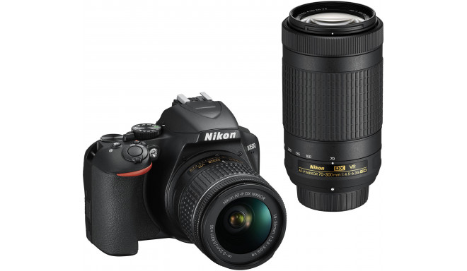Nikon D3500 + 18-55mm AF-P VR + 70-300mm VR Kit, black