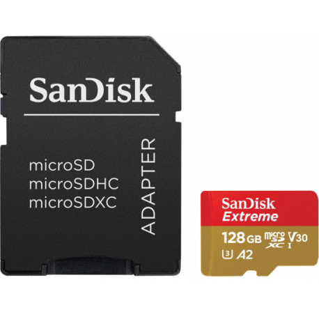 SanDisk mälukaart microSDXC 128GB Extreme V30 A2 + adapter
