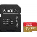 SanDisk atmiņas karte microSDXC 64GB Extreme V30 A2  + adapteris