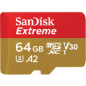 SanDisk mälukaart microSDXC 64GB Extreme V30 A2 + adapter