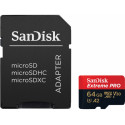 SanDisk atmiņas karte microSDXC 64GB Extreme Pro A2 + adapteris