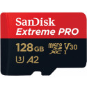 SanDisk atmiņas karte microSDXC 128GB Extreme Pro A2  + adapteris