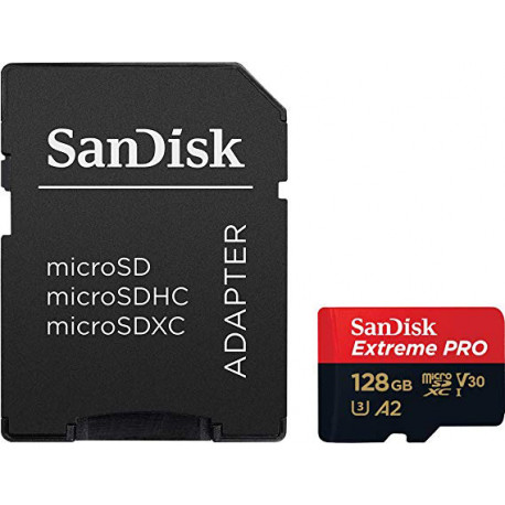 SanDisk atmiņas karte microSDXC 128GB Extreme Pro A2 + adapteris