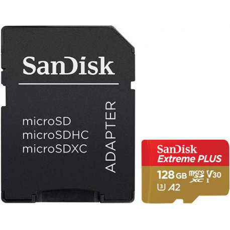 SanDisk карта памяти microSDXC 128GB Extreme Plus V30 A2 + адаптер