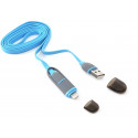 Platinet kaabel USB - microUSB/Lightning 1m, sinine (42871)