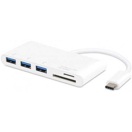 Vivanco USB hub USB-C + card reader, white (34295)