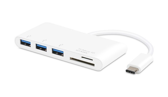 Vivanco USB hub USB-C + karšu lasītājs, balts (34295)