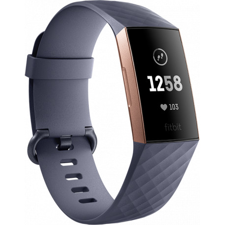 Fitbit трекер активности Charge 3, розово-золотой/сине-серый