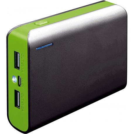 Platinet внешний аккумулятор 6000mAh + фонарик, черный/зеленый (43179)