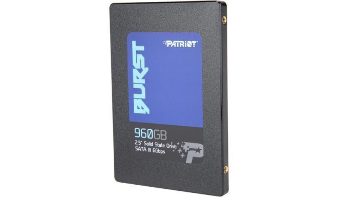 SSD|PATRIOT|Burst|960GB|SATA 3.0|Write speed 540 MBytes/sec|Read speed 560 MBytes/sec|2,5"|TBW 835 T