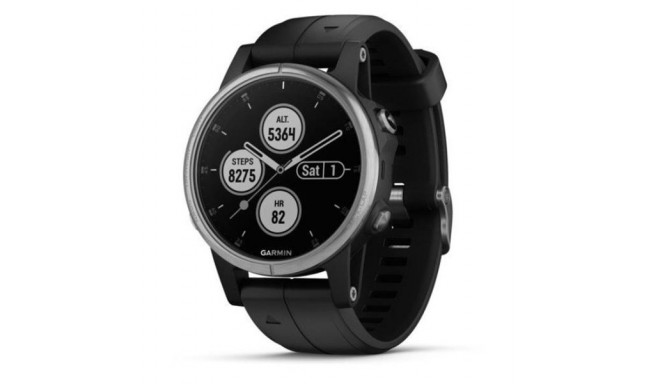 fenix 5S Plus,Glass,Silver w/Black Bnd,GPS Watch,EMEA