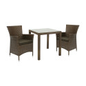 Aiamööbli komplekt WICKER laud ja 2 tooli (12691), 73x73xH71cm, alumiiniumraam plastikpunutisega, vä