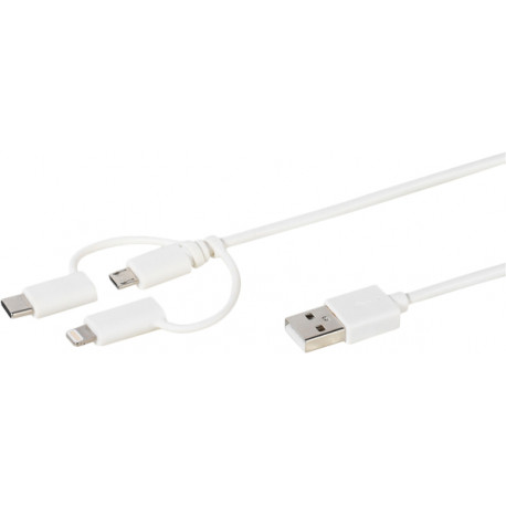 Кабель Vivanco microUSB/USB-C/Lightning 3в1 1м (38784)