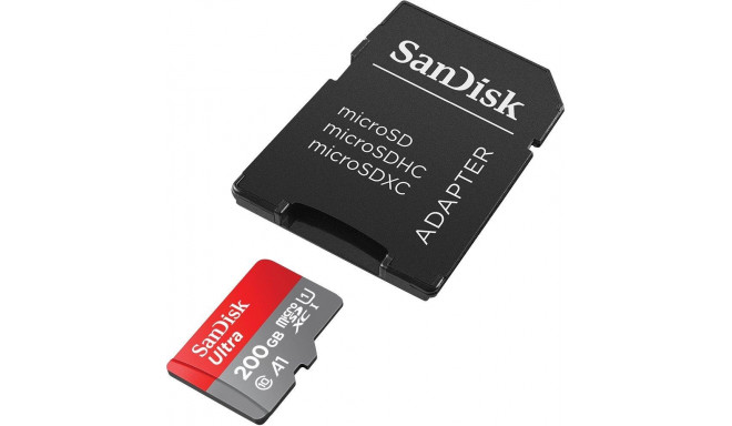 SanDisk mälukaart microSDXC 200GB UHS-I + adapter (SDSQUAR-200G-GN6MA)