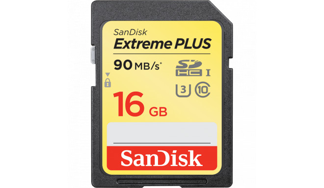 SanDisk atmiņas karte SDHC 16GB Extreme Plus 90MB/s