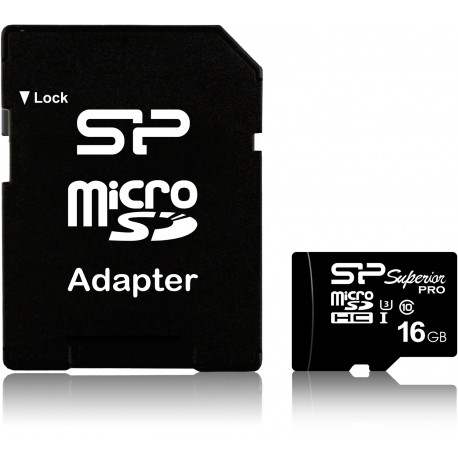 Карта памяти Silicon Power microSDHC 16ГБ Superior Pro U3 + адаптер