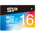 Silicon Power memory card microSDHC 16GB Superior Pro Color U3 + adapter