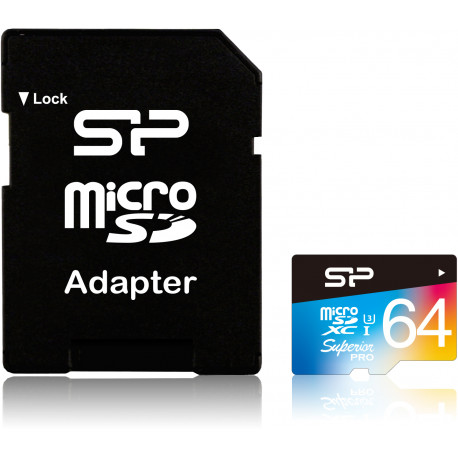 Silicon Power mälukaart microSDXC 64GB Superior Pro Color U3 + adapter