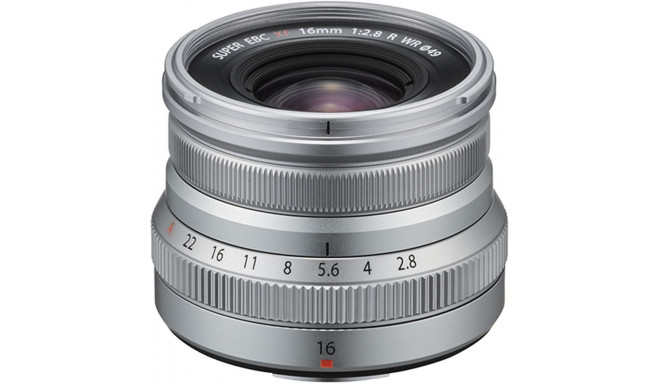 Fujifilm Fujinon XF 16mm f/2.8 R WR lens, silver