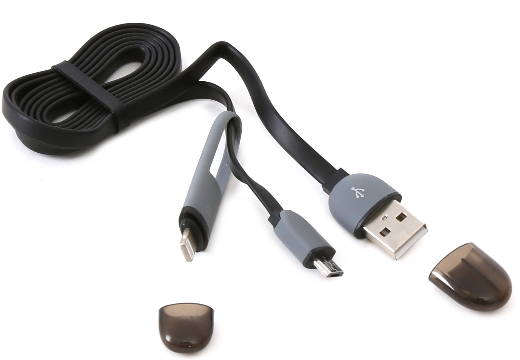Platinet kaabel USB - microUSB/Lightning 1m, must..