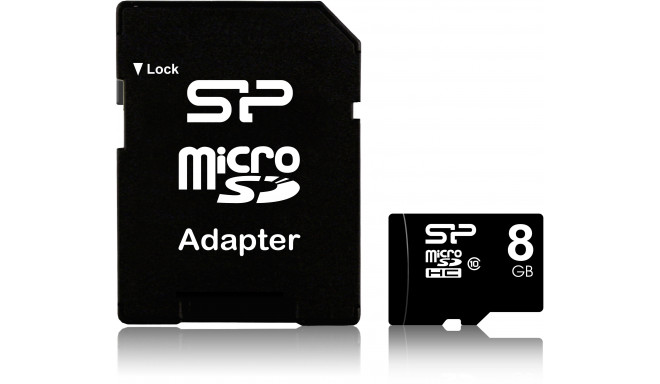 Silicon Power карта памяти microSDHC 8GB Class 10 + адаптер