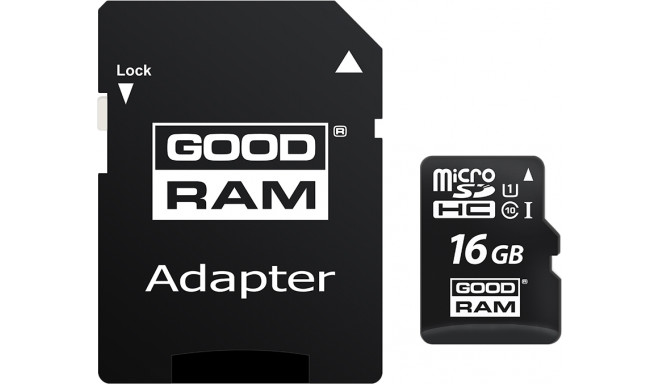 GoodRam mälukaart microSDHC 16GB Class 10 + adapter