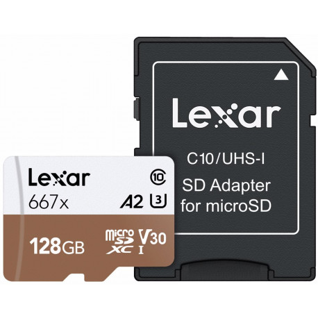Lexar atmiņas karte microSDXC 128GB Pro 667x U3 V30 + adapteris