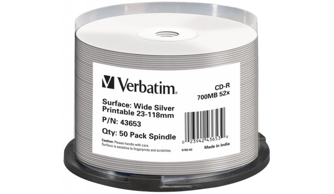 Verbatim CD-R 700MB 52x Wide Inkjet 50pcs Cake Box