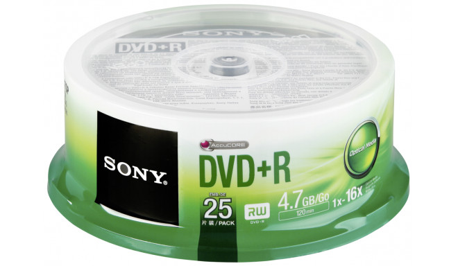1x25 Sony DVD+R 4,7GB 16x Speed, Cakebox Cake Box