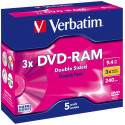 1x5 Verbatim DVD-RAM 9,4GB 3x Speed hardcoated Cartridge T4