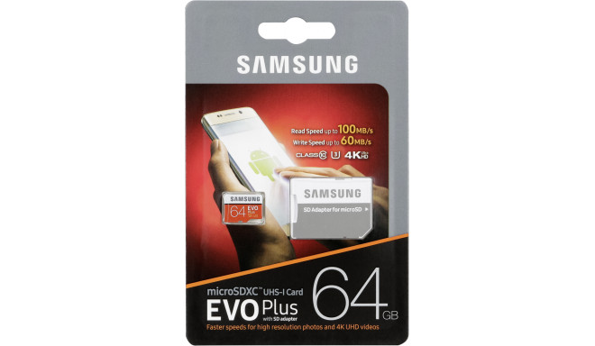Samsung mälukaart microSDXC 64GB Evo Plus + adapter (MB-MC64GA/EU)
