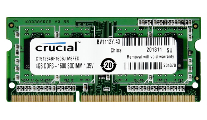 Crucial RAM 4GB DDR3 1600MT/s CL11 PC3-12800 204pin single ranked
