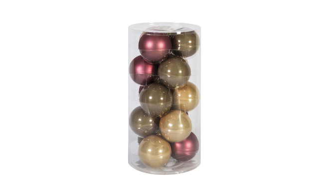 Glass balls 15pcs LUXO, D8cm, red/gold/silver