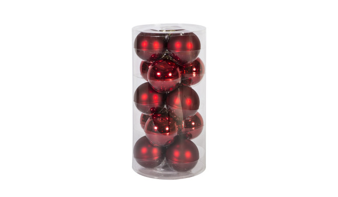 Glass balls 15pcs LUXO, D8cm, red shiny/mat