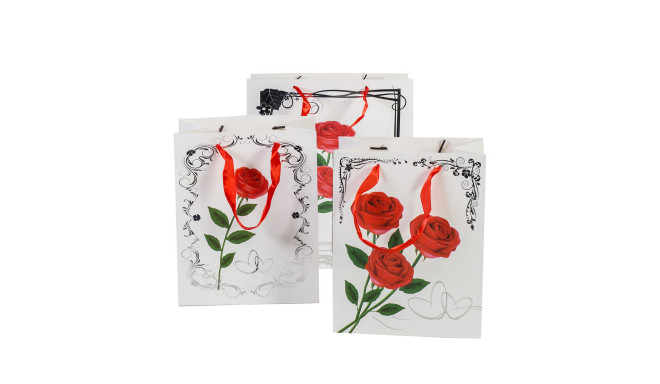 Gift bag ROSE 32x26x12cm, rose, mix 3 designs
