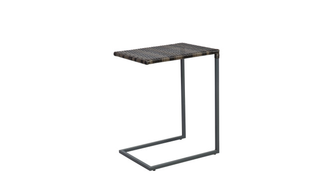 Side table WICKER 47,5x35xH63cm, table top: plastic wicker, color: dark brown, steel frame, color: g