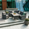 Garden furniture set PAVIA with cushions, table and corner sofa, aluminum frame with plastic wicker,