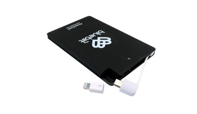 Bluebiit power bank 2500mAh microUSB + Apple iPhone Lightning adapter, black