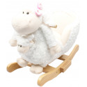 JOLLY RIDE white rocking lamb with pink bowknot, with baby puppet, JR2579B