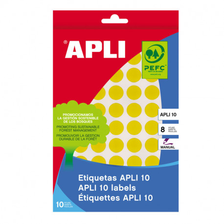 Etiketid Apli ümarad iseliimuvad D=13mm 8l/pk kollane