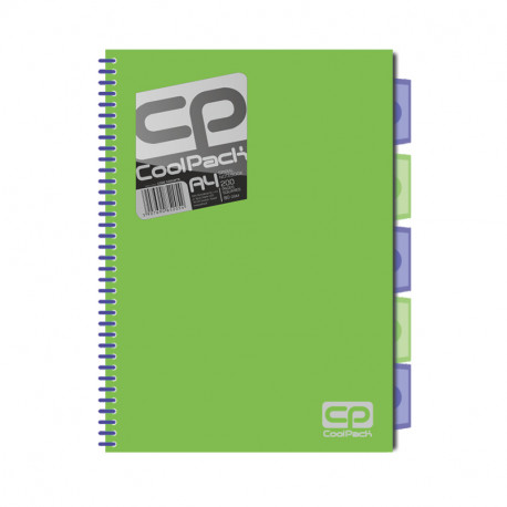 Spiraalköitega kaustik Patio Jumper Neon A4, 200 lehte, 5 vahelehte, ruuduline, sinine