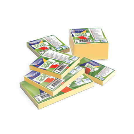 Märkmepaber FORPUS 75x127mm, kollane, 100 lehte (2 tk)