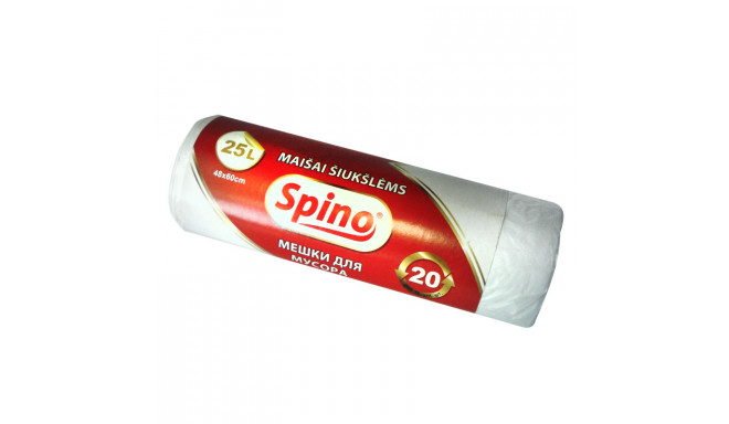 Prügikotid SPINO 25L, 20tk, 9mic HDPE, 48x60cm, valge (2 tk)