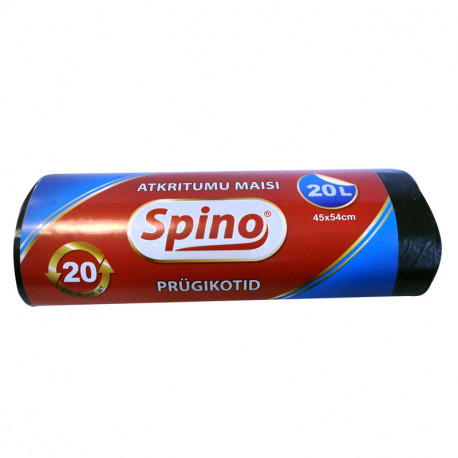 Prügikotid SPINO 20L, 20tk, 10mic HDPE, 45x56cm,must (2 tk)