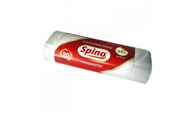 Prügikotid SPINO 35L, 20tk, 10mic HDPE, 55x68cm, valge (2 tk)