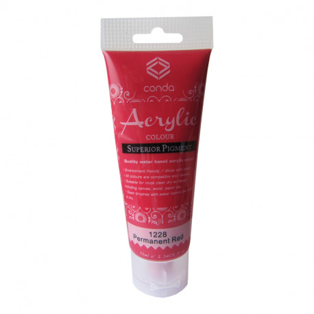 Akrüülvärv Grafitas 1228, intensiivne punane (Permanent Red), 75ml