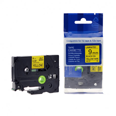 Markeerimislint Brother TZE-621, 9mm must/kollasel, analoog