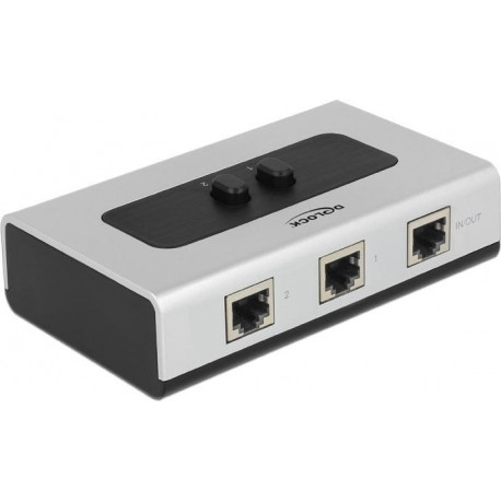 DeLOCK RJ45 Switch - gray / black, 2-port, manual, bidirectional