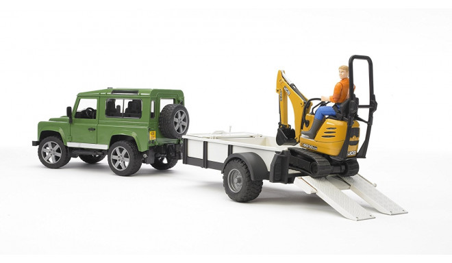 Bruder Professional Series Land Rover Defender with Trailer - CAT and Man - 02593